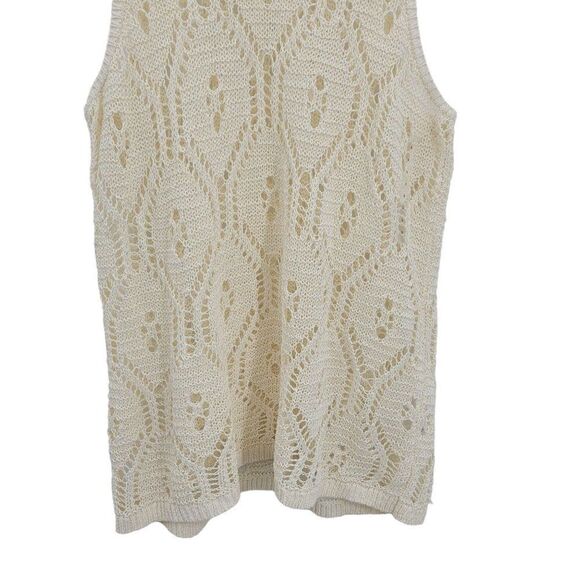 Gap Open Knit Tunic Tank Coverup Top XL Vanilla See Through Non Itch Beach Boho - Picture 8 of 13